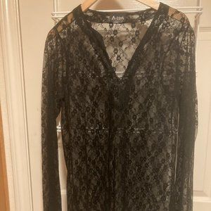 Black lace cover, swim, intimates, accessories. Size small to medium